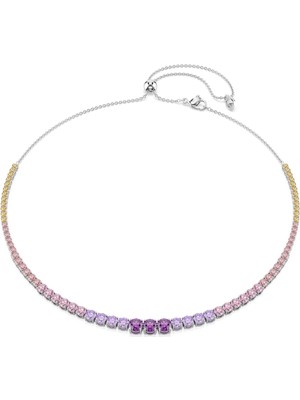 Swarovski Matrix Tennis Kolye, Yuvarlak Kesimlerin Renk Geçişleri, Çok Renkli, Rodyum Kaplama