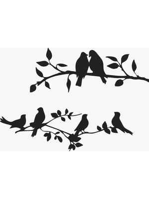 Asa Store Lazer Kesim Metal Duvar Dekoru, Dalda Kuşlar 40 cm