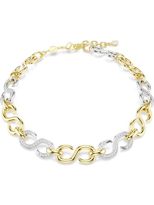 Swarovski Dextera Kolye, Yuvarlak Kesim, Zincir, Beyaz, Karışık Metal Yüzey