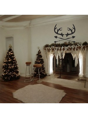 Asa Store Lazer Kesim Metal Duvar Dekoru, Boynuz Geyik Yılbaşı 40 cm