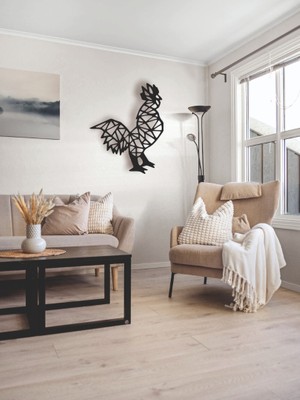 Asa Store Lazer Kesim Metal Duvar Dekoru, Horoz 40 cm