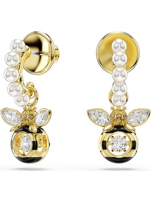Swarovski Idyllia Damla Küpeler, Kristal Inci, Karışık Kesimler, Arı, Çok Renkli, Altın Rengi Kaplama