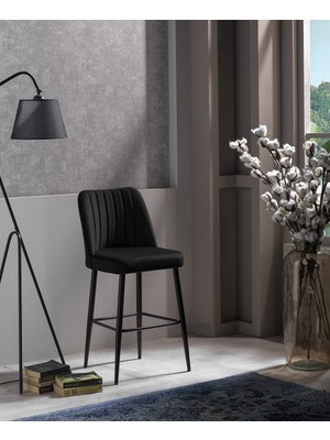 MyMassa Ada Mutfak Sandalyesi Siyah Metal Bar Taburesi Klasik Tasarımlı Dayanıklı Oturum