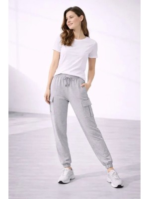 Stores36 Jogger Eşofman Altı Rahat Kalıp, Kargo Cepli, Lastikli Paça, Günlük Spor Pantolon - Gri
