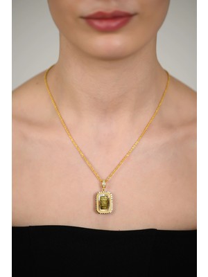 24 Ayar Gram Altınlı 14 Ayar Parlak Çerçeveli Altın Kolye