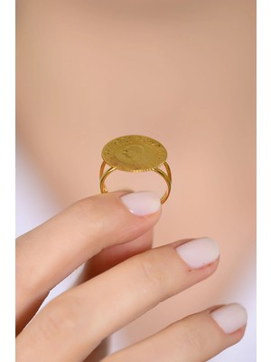 14 Ayar Altın Çeyrekli Yüzük Yeni Tarihli Çeyrek Altınlı Yüzük