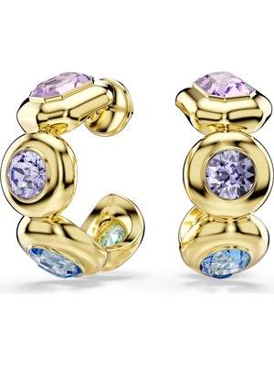 Swarovski Gema Halka Küpeler, Karışık Kesimler, Çok Renkli, Altın Rengi Kaplama