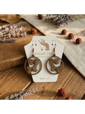 Koçak Takı Ahşap Küpe Modern Özgün Minimalist Takı Model No 271