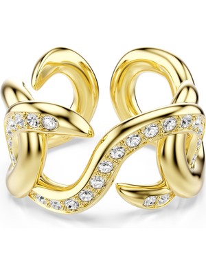 Swarovski Dextera Açık Yüzük, Yuvarlak Kesim, Beyaz, Altın Rengi Kaplama