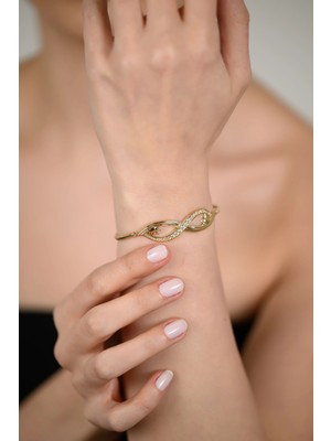 14 Ayar Altın Sonsuzluk Figürlü Taşlı Alya Bileklik