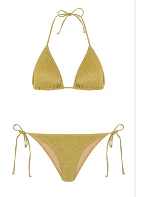 Aquella Lurex Simli Üçgen Bikini Takımı Gold 210-1244