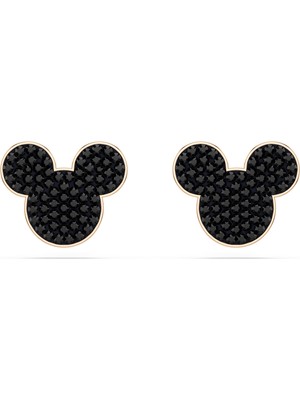 5737560 Swarovski Mickey ve Minnie Figürlü Siyah, Gül Altın Kaplama Küpe