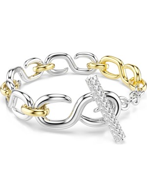 Swarovski Dextera Bileklik, Yuvarlak Kesim, T-Çubuk, Beyaz, Karışık Metal Yüzey