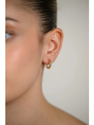 14 Ayar Altın Örgü Halka Küpe