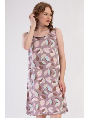 Vienetta Kadın Büyük Beden Geniş Askılı Bej Gecelik C6T3N1904