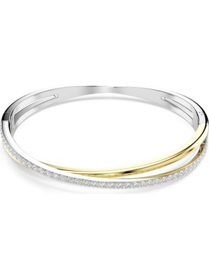 Swarovski Hyperbola Bileklik, Yuvarlak Kesim, Beyaz, Karışık Metal Yüzey