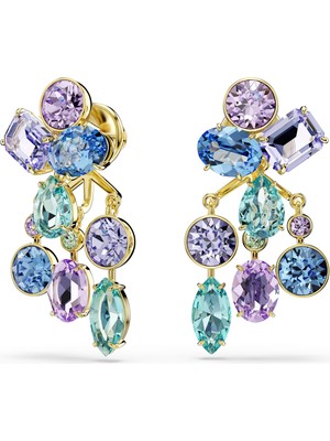 Swarovski Gema Küpe Gömlekleri, Karışık Kesimler, Çok Renkli, Altın Rengi Kaplama