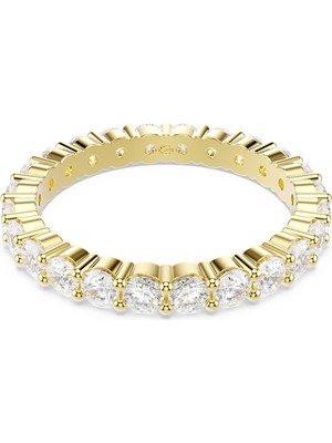 Swarovski Matrix Vittore Bant Yüzük, Yuvarlak Kesim, Beyaz, Altın Rengi Kaplama