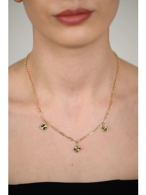 14 Ayar Altın Yonca ve Yıldız Figürlü Kolye