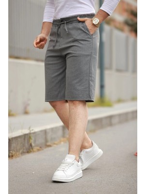 Stores36 Erkek Beli Bağcıklı ve Düğmeli Bezayağı Kumaş Şort
