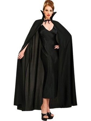 Siyah Renk Yakalı Halloween Pelerini 120 cm