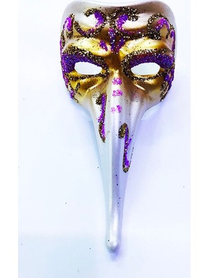 Fuşya Renk Işlemeli Seramik Venedik Uzun Maske Magnet