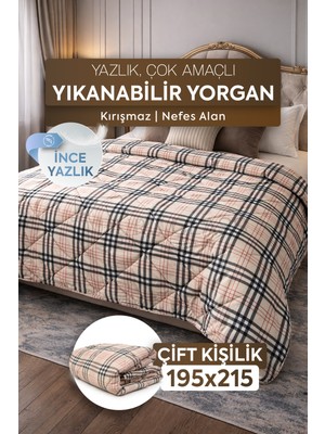 DuruClass Home Çift Kişilik Yazlık Desenli Yorgan Premium 195X215CM Polycotton Nefes Alan Doku I 200GSM Terletmez