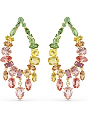 Swarovski Gema Damla Küpeler, Karışık Kesim, Avize, Çok Renkli, Altın Rengi Kaplama