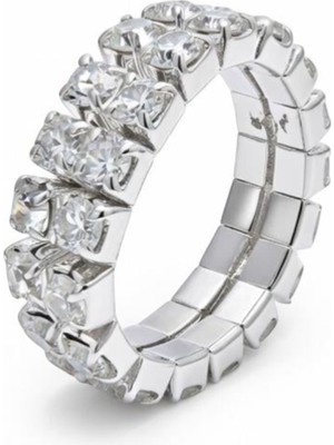 Kadın Gümüş Renkli Kristal Taşlı Ince Esnek Ayak Parmağı Yüzüğü-Tahriş Etmeyen Konforlu Plaj Takısı