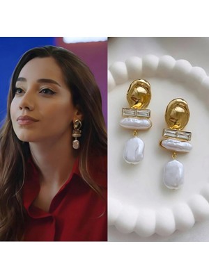 Merve Takı Sallantılı Incili Vintage Küpe