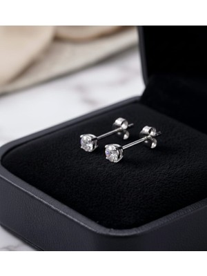 Silver Hunters Zirkon Taşlı 925 Ayar Gümüş Tek Taş Küpe