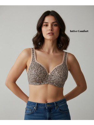 Intive Lingerie Intive Comfort Pamuklu Leopar/çiçek Desen Toparlayıcı Kalın Askılı Kopçalı Sütyen (85-95)