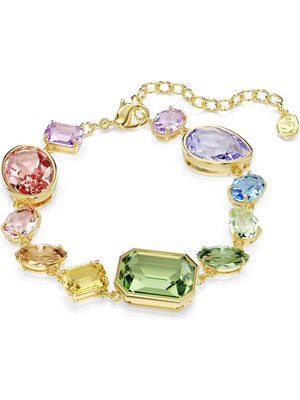 Swarovski Gema Bileklik, Karışık Kesimler, Çok Renkli, Altın Rengi Kaplama