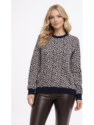 Gürkan Kadın Leopar Desen Triko Kazak BGL-ST05284