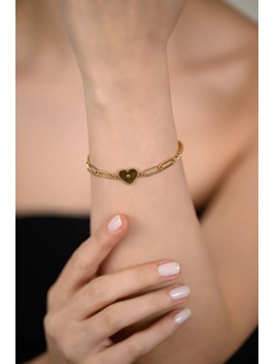 14 Ayar Altın Kalp Figürlü Bileklik