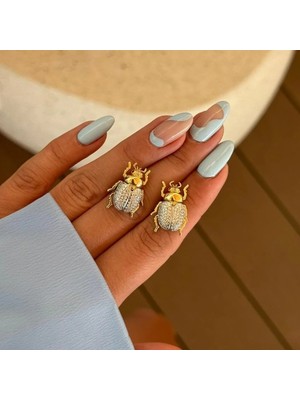 Merve Takı Taşlı Böcek Küpe