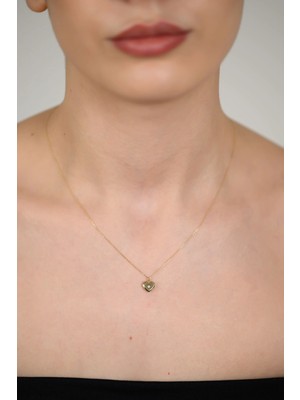 14 Ayar Altın Kalp Kolye Ucu ve Zincir