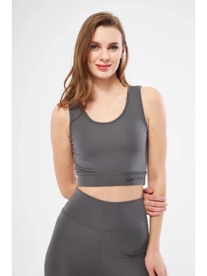 Stores36 Kolsuz Dalgiç Baskılı Crop - Füme