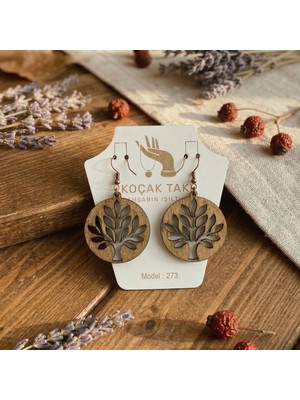 Koçak Takı Ahşap Küpe Modern Özgün Minimalist Takı Model No 273