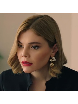 Merve Takı Incili Gold Top Küpe