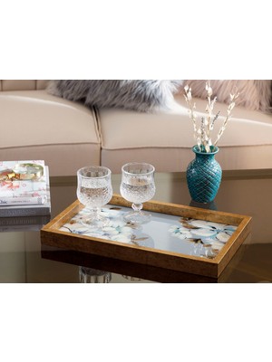 English Home Georgia Cam Dekoratif Tepsi Mavi