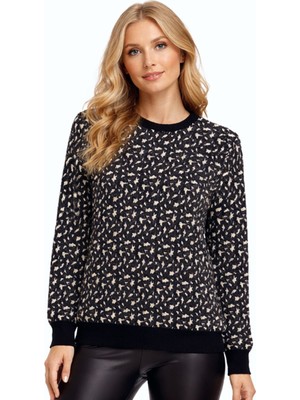 Gürkan Kadın Leopar Desen Triko Kazak BGL-ST05287
