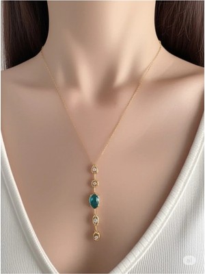 Famemus Accessory Parıltılı Diskllar Altın Renk Zincir Kolye (45CM)