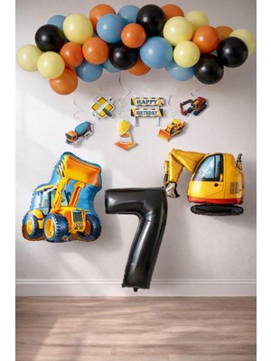 Patladı Gitti Inşaat Temalı 7 Yaş  Doğum Günü Parti Seti