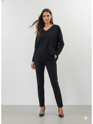 Stores36 Kadın Uzun Kollu V Yaka Bluz