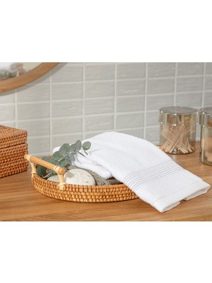 English Home Deluxe Pamuklu Low Twist El Havlusu 30x50 cm Beyaz