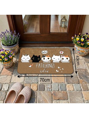 Kedi Çetesi Desenli Kapı Önü ve Iç Mekan Paspası