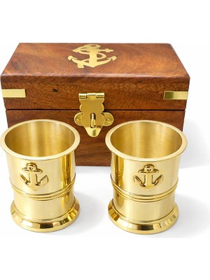 Ttt Ahşap Kutulu 2'li Pirinç Shot Bardak Seti