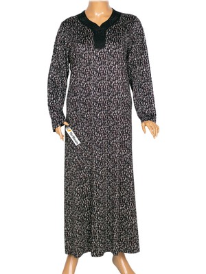 Hermevsim Hesna Kadın Demet Büyük Beden Kuplu Boydan Siyah Elbise Desen 1