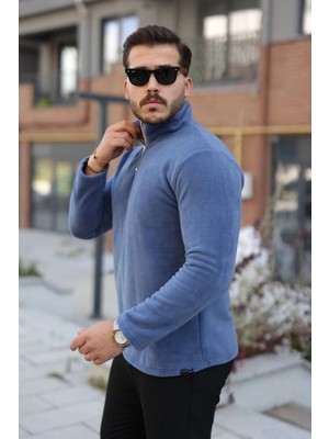 Stores36 Erkek Zip Yaka Beli Lastikli Polar